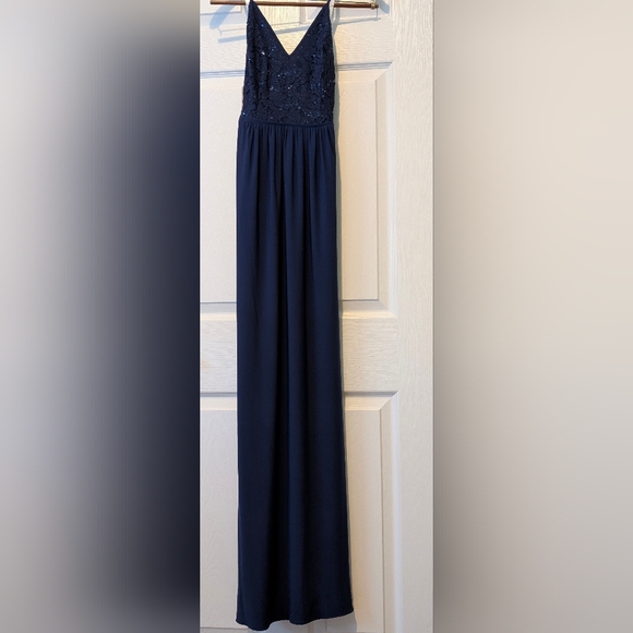 NWT David's Bridal Navy (Marine) Sequin Lace Sheath Dress Size 2/4 $37 - Picture 3 of 8